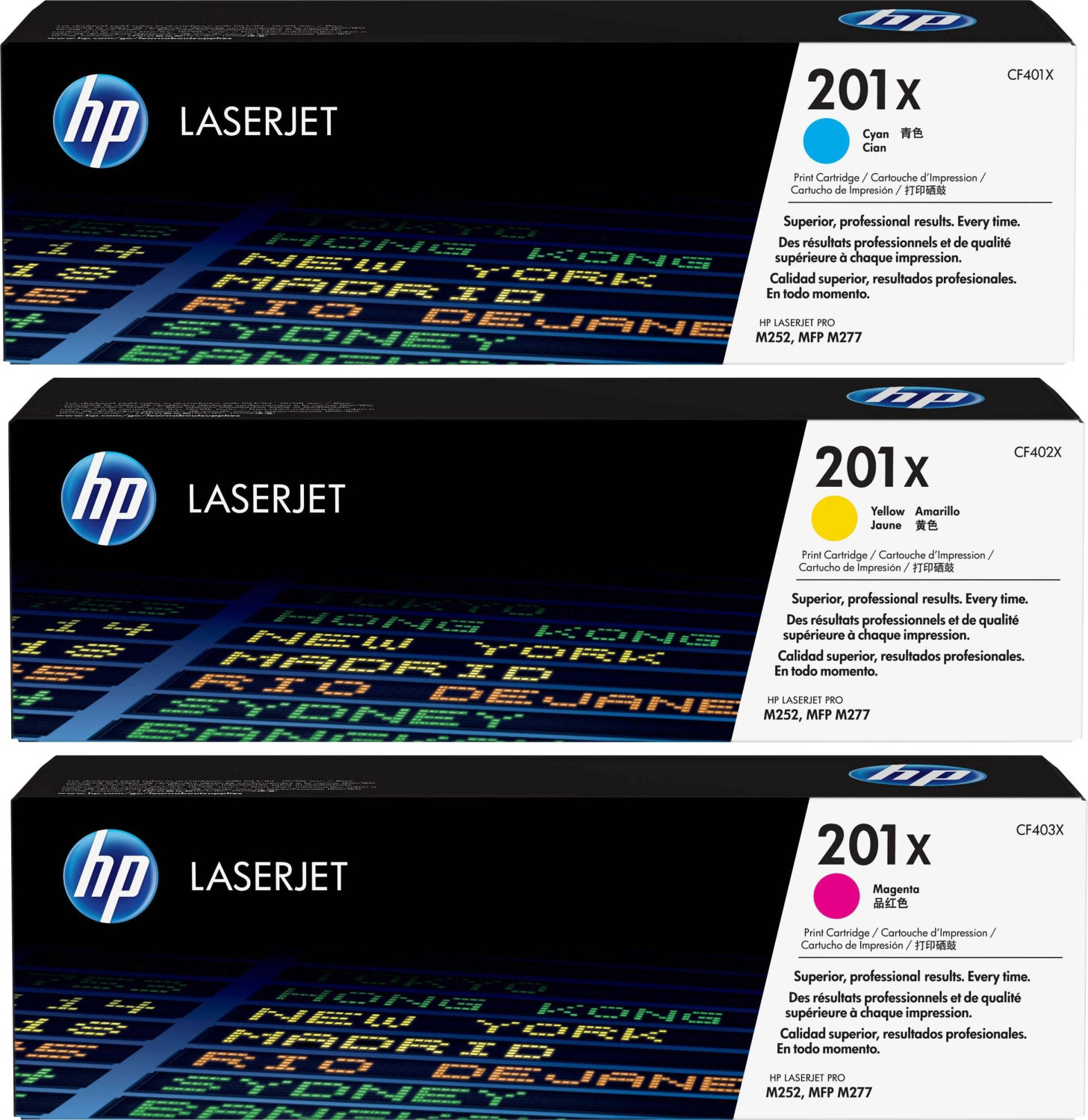 HP 201X Toner Multipack (CF253XM) · 3-farbig (CMY) HP 201X Toner Multipack (CF253XM) · 3-farbig (CMY)